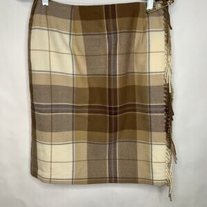 Talbots Vintage Brown Plaid Wrap Skirt 29" Waist
